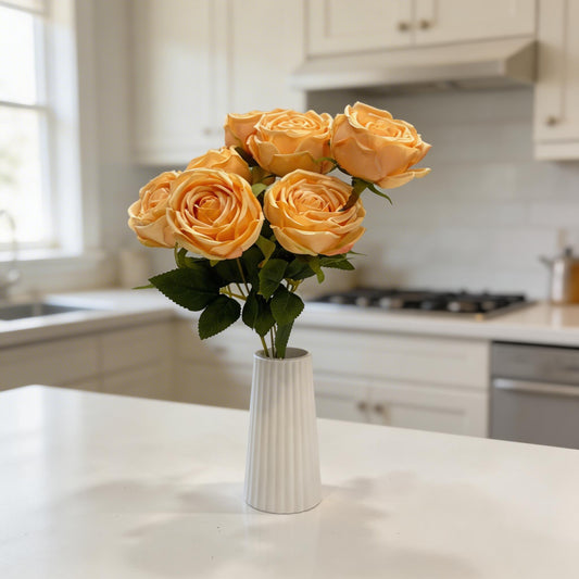 7'Lİ TURUNCU GÜL DEMETİ YAPAY 43CM BOY