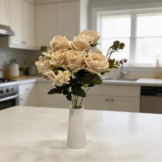 11'DALLI BEJ GÜL DEMETİ YAPAY 50CM BOY