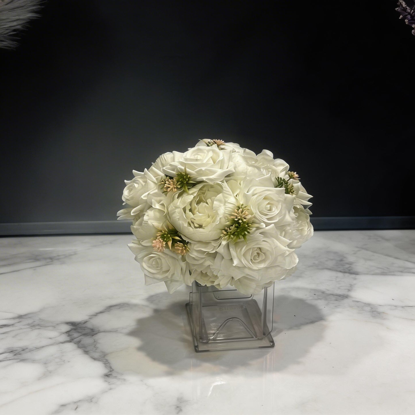 GELİN BUKETİ BEYAZ JUMBO ŞAKAYIK & GÜL YAPAY