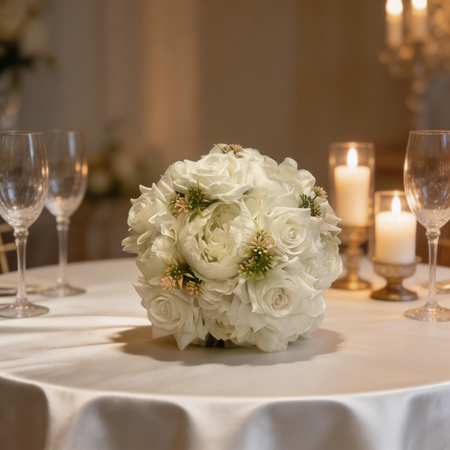 GELİN BUKETİ BEYAZ JUMBO ŞAKAYIK & GÜL YAPAY