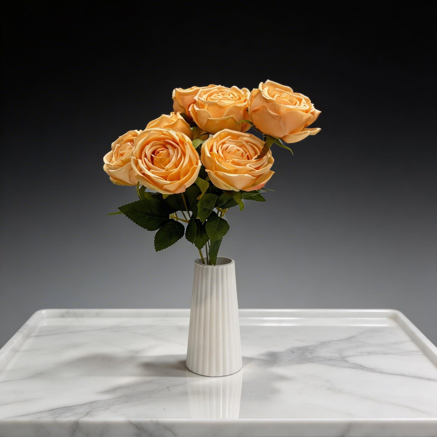 7'Lİ TURUNCU GÜL DEMETİ YAPAY 43CM BOY