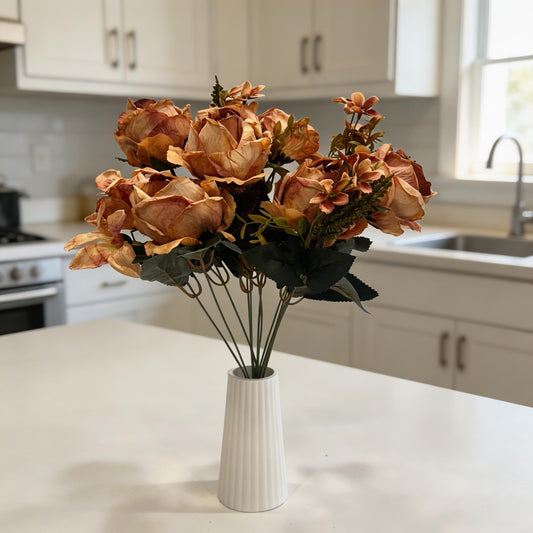 12'DALLI SOĞANKABUĞU TOMRUKLU GÜL DEMETİ YAPAY  50CM BOY