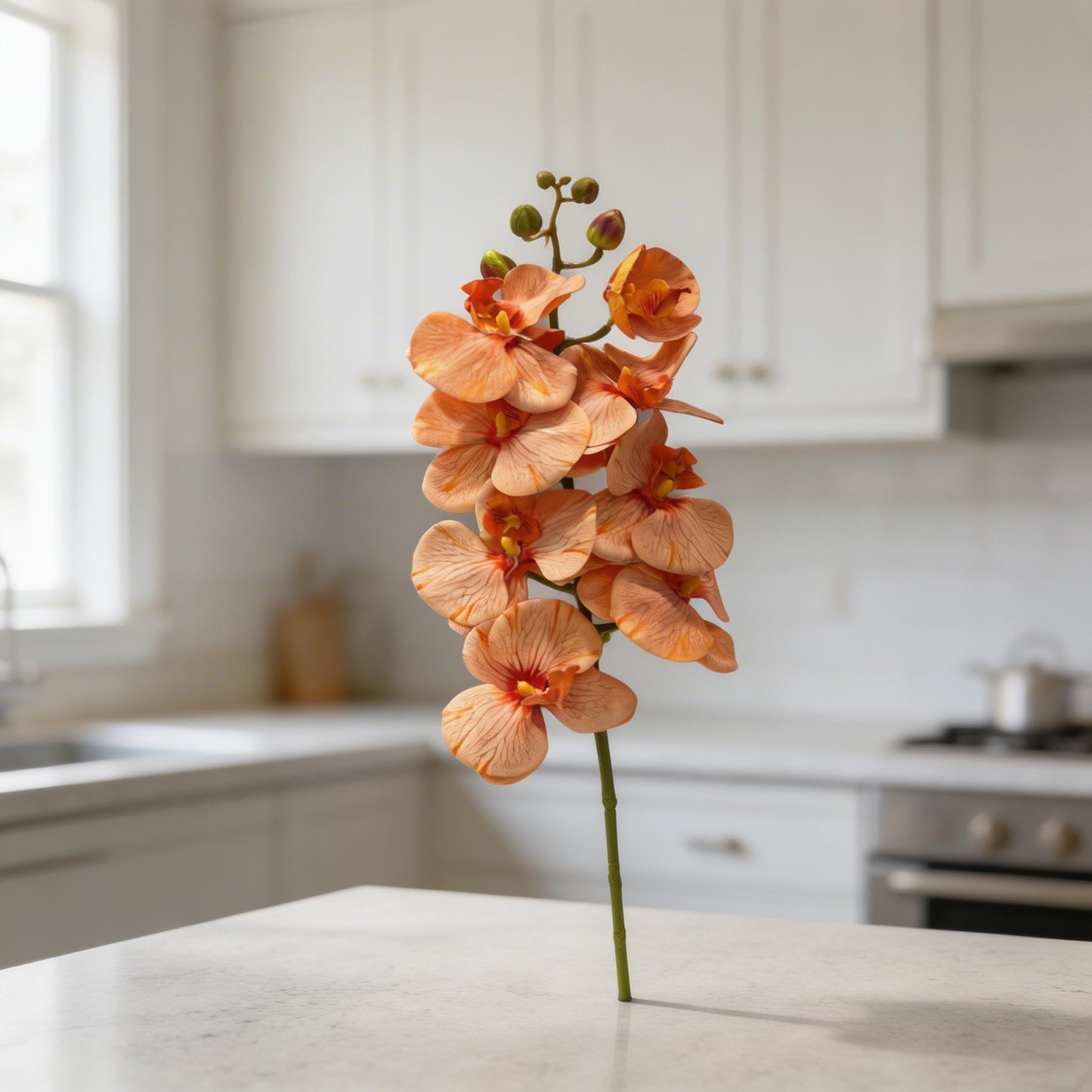 TURUNCU ORKİDE YAPAY 8 KAFALI 75 CM BOY