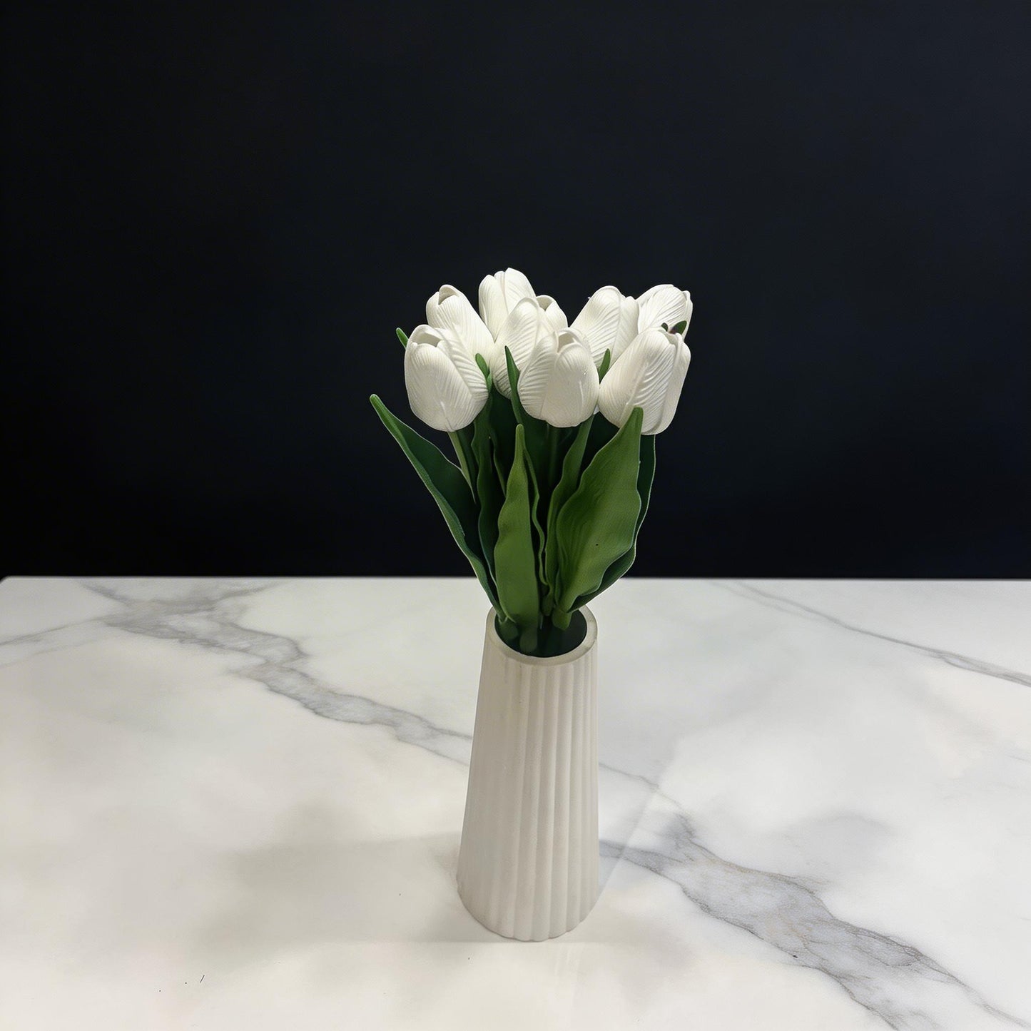 BEYAZ LATEX YAPAY LALE DEMETİ 8 Lİ BOY 32 CM