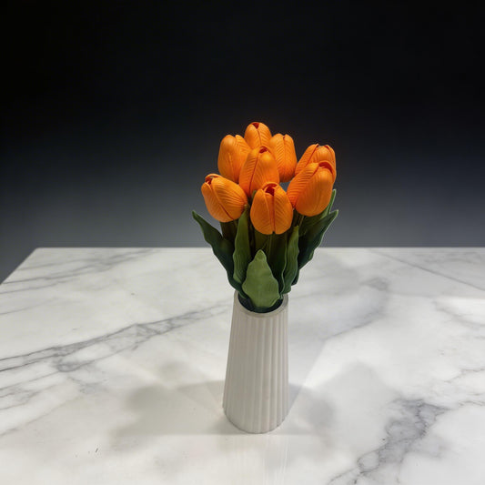 TURUNCU LATEX YAPAY LALE DEMETİ 8 Lİ BOY 32 CM