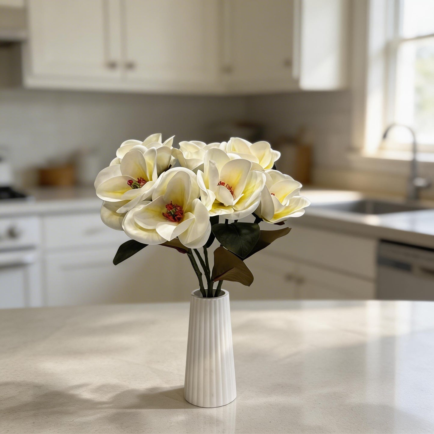 BEYAZ ISLAK MANOLYA YAPAY DEMET 6 KAFALI BOY 40 CM