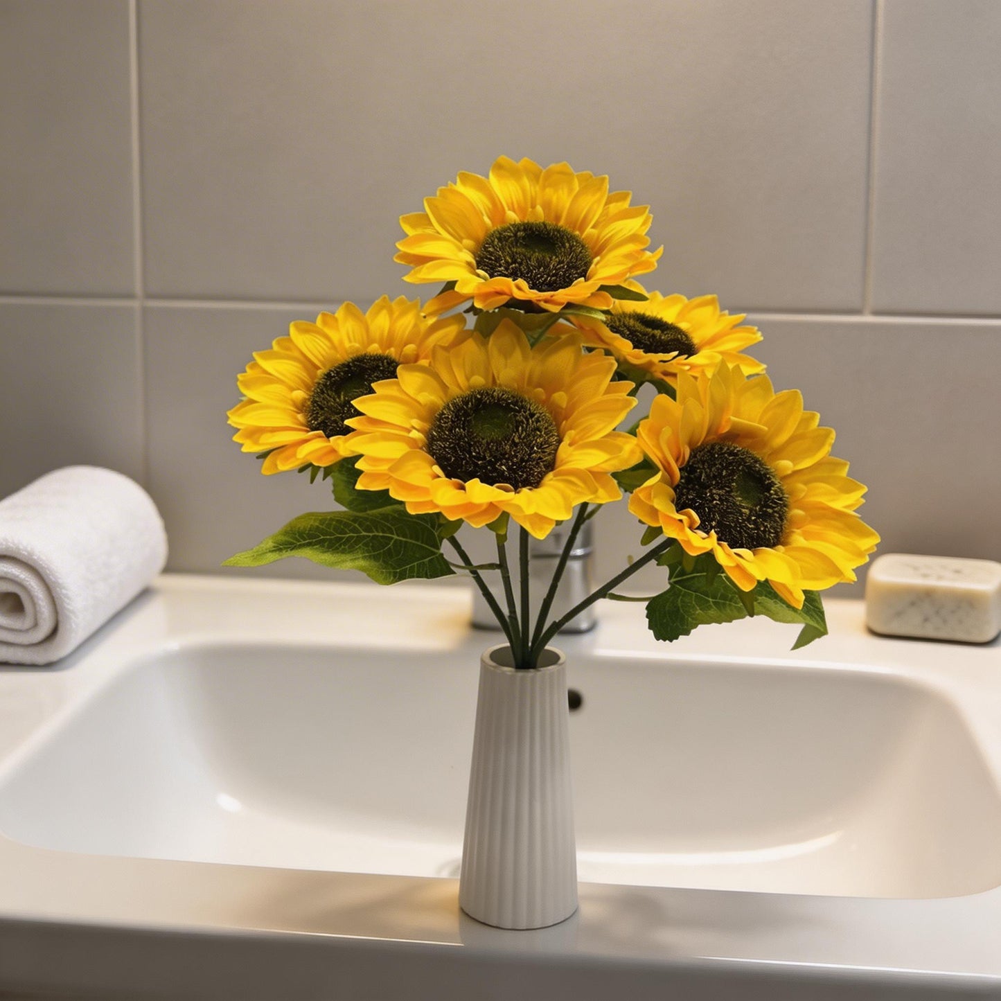 AYÇİÇEĞİ YAPAY BÜYÜK 5' KAFALI , BOY 45 CM