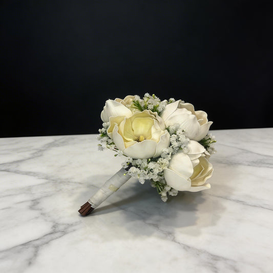 GELİN BUKETİ MANOLYA & CİPSO EKRU YAPAY